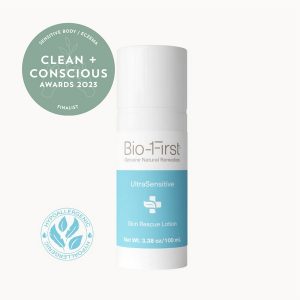 Clean + Conscious Awards. Best Sensitive Skin/ Eczema 2023. Bio-First
