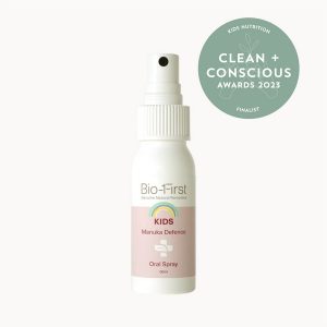 Clean + Conscious Awards. Best Kids Nutrition 2023. Bio-First Manuka Defence