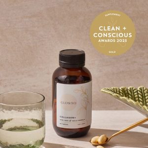 Clean + Conscious Awards. Best Supplement 2023. Glowso