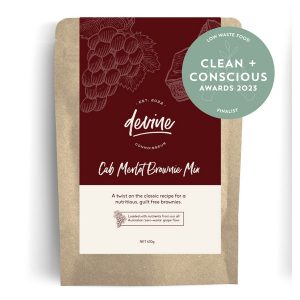 Clean + Conscious Awards. Best Upcycled Food 2023. Extracta Cab Merlot Brownie Mix