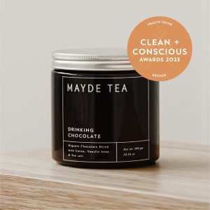 Clean + Conscious Awards. Best Health Drink 2023. Mayde Tea Hot Chocolate