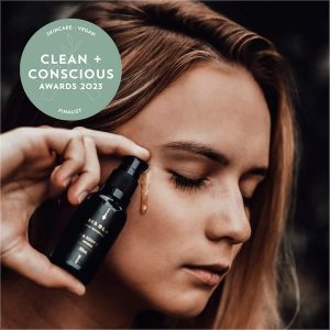 Clean + Conscious Awards. Best Vegan Skincare 2023. Oasis Black