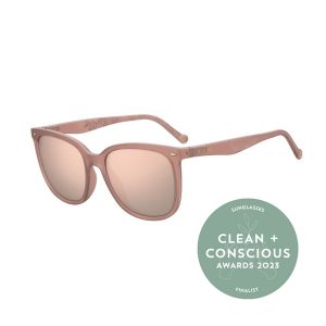 Clean + Conscious Awards. Best Sustainable Sunglasses 2023. Folkal Eyewear Blue Bay Matte Pink