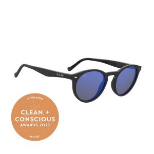 Clean + Conscious Awards. Best Sustainable Sunglasses 2023. Folkal Eyewear Blue Bay Sacalia