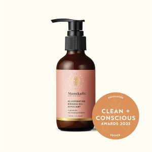 Clean + Conscious Awards. Best Face Exfoliator 2023. ManukaRx