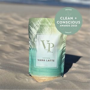 Clean + Conscious Awards. Best Protein Powder 2023. Vana Latte