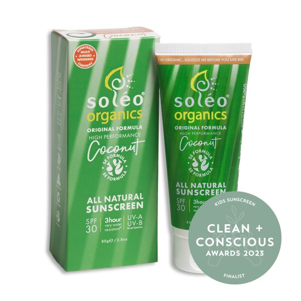 Clean + Conscious Awards. Best Kids Sunscreen 2023. Soleo Organics