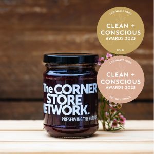 Clean + Conscious Awards. Best Upcycled Food 2023. The Corner Store Jam