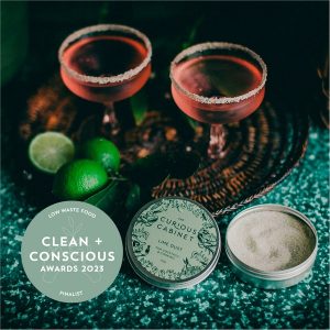 Clean + Conscious Awards. Best Upcycled Food 2023. The Curious Cabinet. Lime dust
