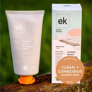 Clean + Conscious Awards. Best Kids Sunscreen 2023. EK sunscreen