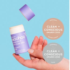 Clean + Conscious Awards. Best Natural Deodorant 2023. Woohoo