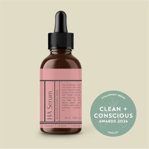 Clean + Conscious Awards 2024. Best Hyaluronic Acid Serum. Celebrating products in Australia & NZ which are Non-Toxic, Ethical, Sustainable and Socially Responsible.