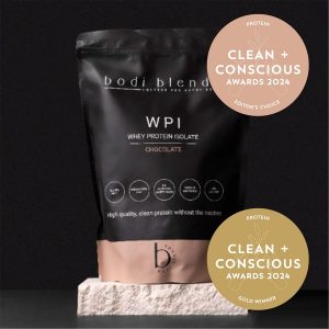 Clean + Conscious Awards 2024. Best Protein Powder. Celebrating products in Australia & NZ which are Non-Toxic, Ethical, Sustainable and Socially Responsible.