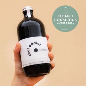 Clean + Conscious Awards 2024. Best Chai. Celebrating products in Australia & NZ which are Non-Toxic, Ethical, Sustainable and Socially Responsible.
