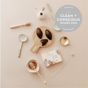 Clean + Conscious Awards 2024. Best Chocolate. Celebrating products in Australia & NZ which are Non-Toxic, Ethical, Sustainable and Socially Responsible.
