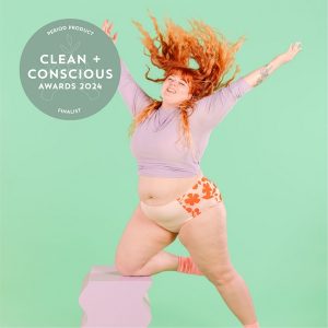 Clean + Conscious Awards 2024. Best Period Product. Celebrating products in Australia & NZ which are Non-Toxic, Ethical, Sustainable and Socially Responsible.