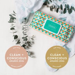Clean + Conscious Awards Winners 2024. Best Baby Wipes. Celebrating products in Australia & NZ which are Non-Toxic, Ethical, Sustainable and Socially Responsible.