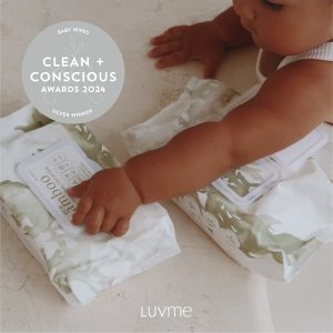 Clean + Conscious Awards Winners 2024. Best Baby Wipes. Celebrating products in Australia & NZ which are Non-Toxic, Ethical, Sustainable and Socially Responsible.