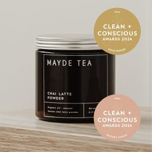 Clean + Conscious Awards 2024. Best Chai. Celebrating products in Australia & NZ which are Non-Toxic, Ethical, Sustainable and Socially Responsible.