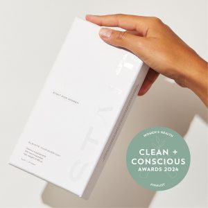 Clean + Conscious Awards 2024. Best Women's Health Product. Celebrating products in Australia & NZ which are Non-Toxic, Ethical, Sustainable and Socially Responsible.