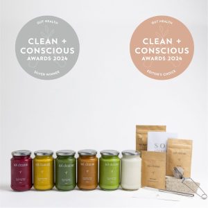 Clean + Conscious Awards 2024. Best Gut Health Supplement. Celebrating products in Australia & NZ which are Non-Toxic, Ethical, Sustainable and Socially Responsible.