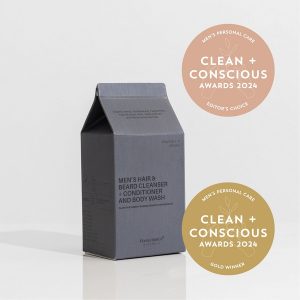 Clean + Conscious Awards 2024. Best Beard Care / Men's Personal Care. Celebrating products in Australia & NZ which are Non-Toxic, Ethical, Sustainable and Socially Responsible.